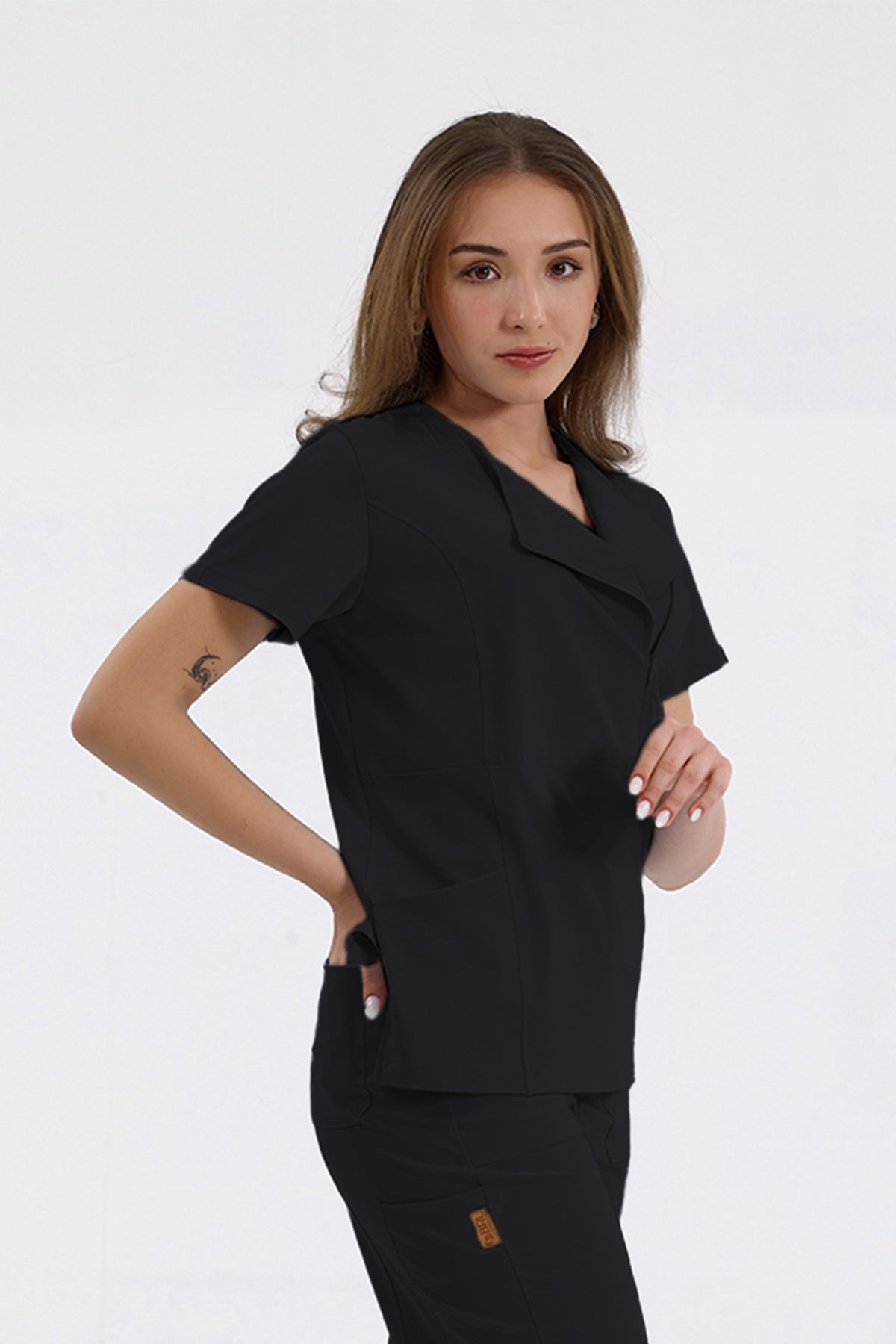 BRL Medikago Women's Medical Scrub Top – Hidden Zipper Design - 4 Way Stretch