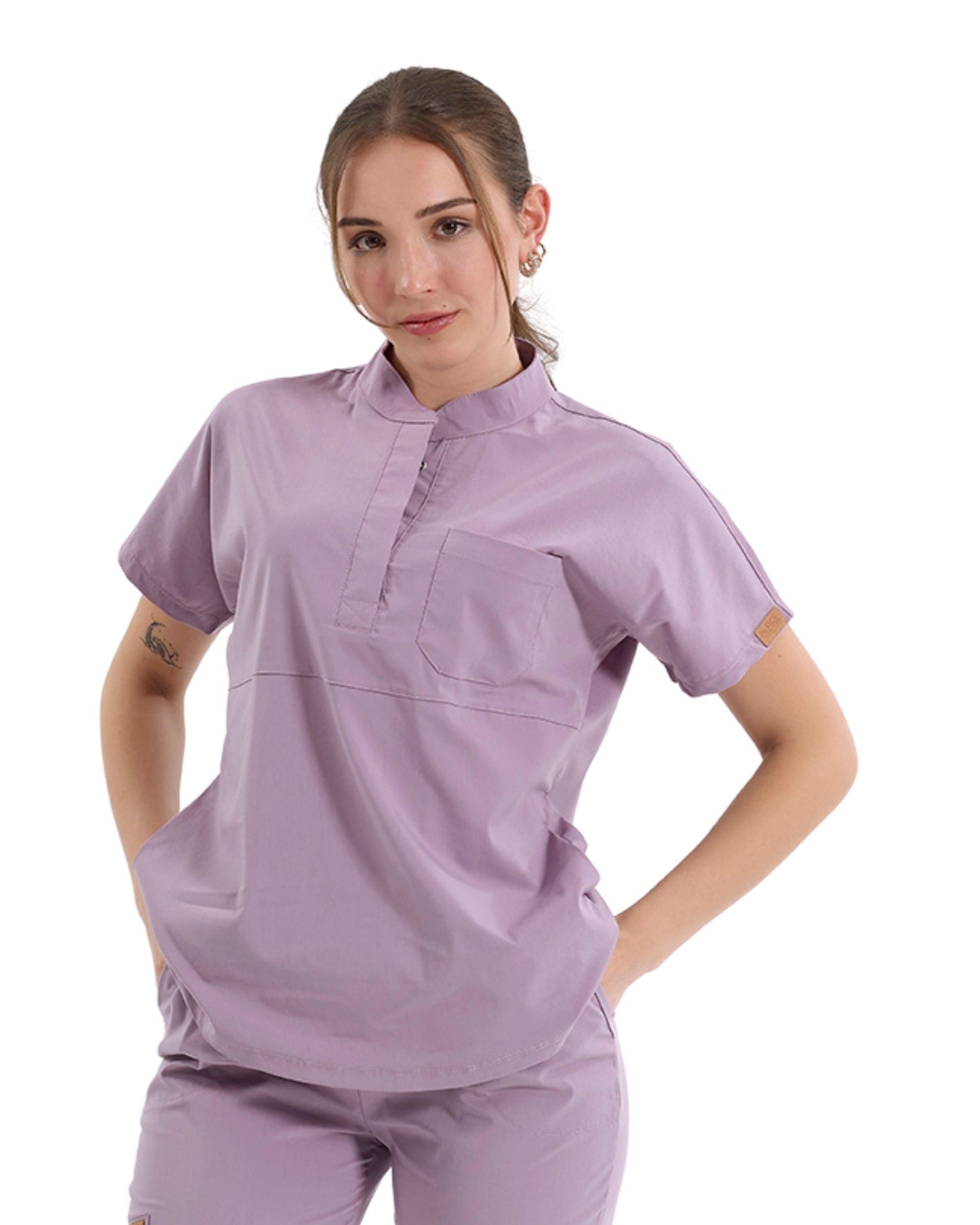 BRL Uniforma SnapS - Blusa médica con cierre a presión para mujer