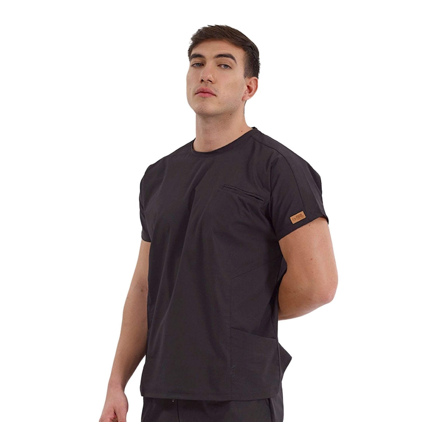 BRL Uniforma - Blusa médica unisex de cuello redondo y elástico en dos direcciones Bagel