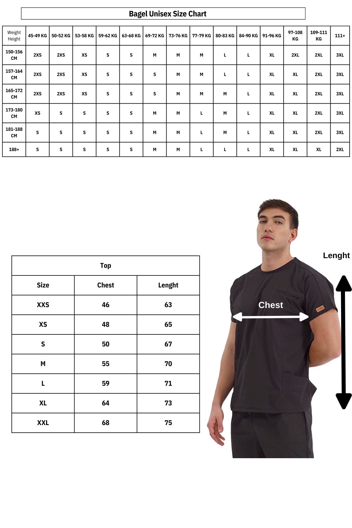 BRL Uniforma - Blusa médica unisex de cuello redondo y elástico en dos direcciones Bagel