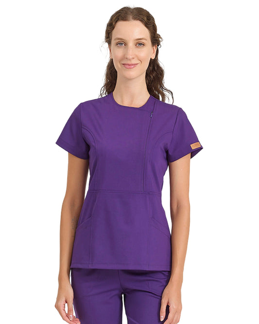 BRL Medikago Women's Medical Scrub Top – Hidden Zipper Design - 4 Way Stretch