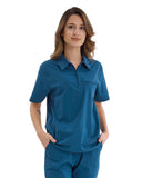 BRL Uniforma - Medizip Unisex 2-Way Stretch Polo Neck Medical Scrub Top with Zipper
