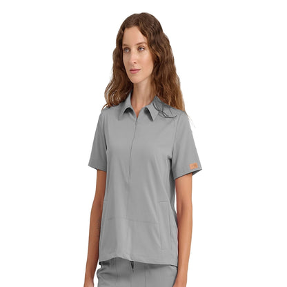 Brl Medinilla Women`s Medical Scrub Top in gray color for doctors and nurses from MedUniforms.store