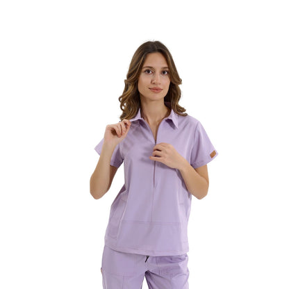 Brl Medinilla Women`s Medical Scrub Top in lila color for doctors and nurses from MedUniforms.store