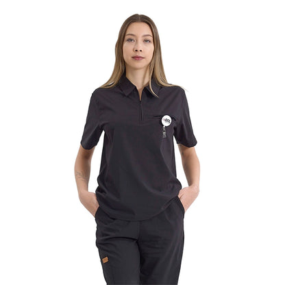 Brl Medizip Unisex Medical Scrub Top for doctors and nurses in color black at meduniforms.store