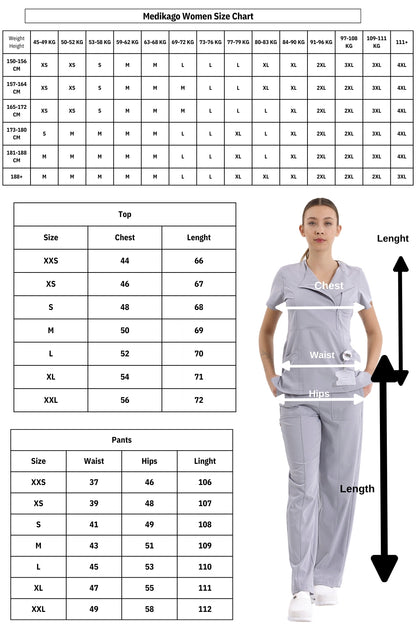 BRL Medikago Kadın Medikal Forma Üstü – Gizli Fermuar Tasarımı - 4 Yönlü Esneklik