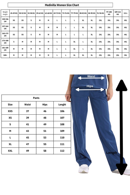 BRL Medinilla/Medikago Kadın Hemşire Pantolonu – Geniş Paça – 4 Yönlü Esnek